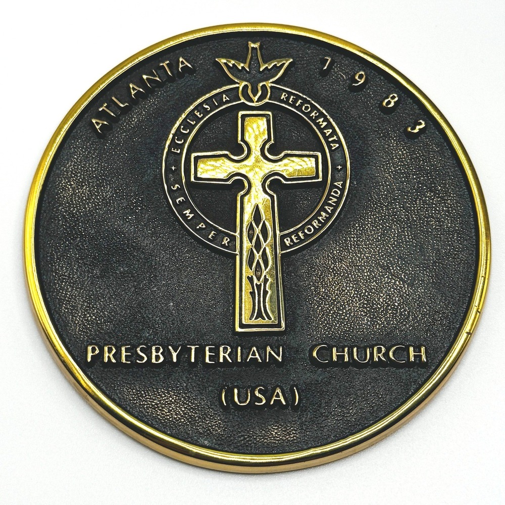 1983 Presbyterian Church USA Atlanta Reunion Brass Medallion Paperweight 3.5